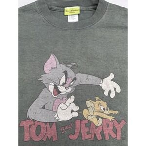 Hanna-Barbera Tom and Jerry Graphic T-Shirt Green Faded Men's Large L 2004